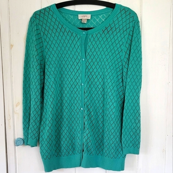 Loft Fine Knit Scoop Next Botton Down Cardigan - Picture 1 of 7